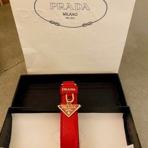Prada Saffiano leather keychain